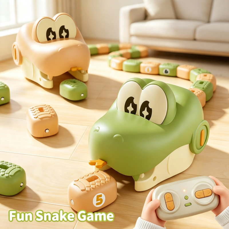 Magnetic Hungry Snake Children's Remote Control Car Toy, Interactive Educational Electric Magnetic Hungry Snake Toy for Two Players, Cross-Border
