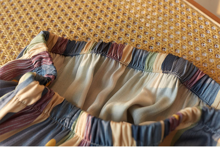 Title 6, Retro Oil Painting Striped Pajama Set