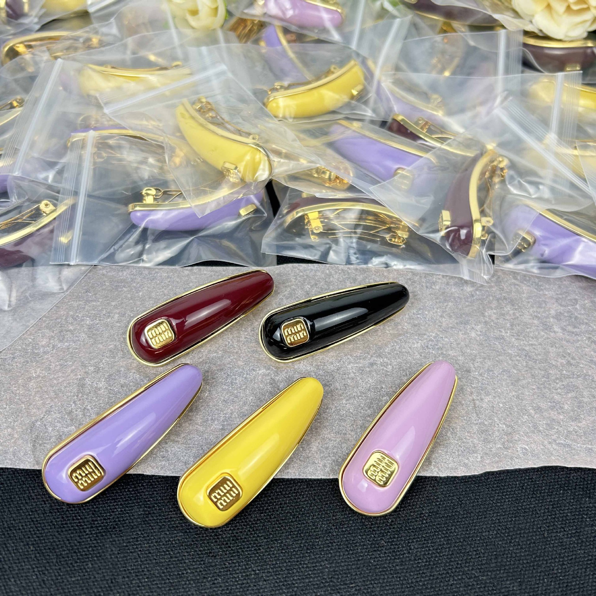 2025 New Model Miaojia Small Gold Label Medium Duckbill Hair Clip Miu Miss Miaojia Bangs Clip Side Hair Clip