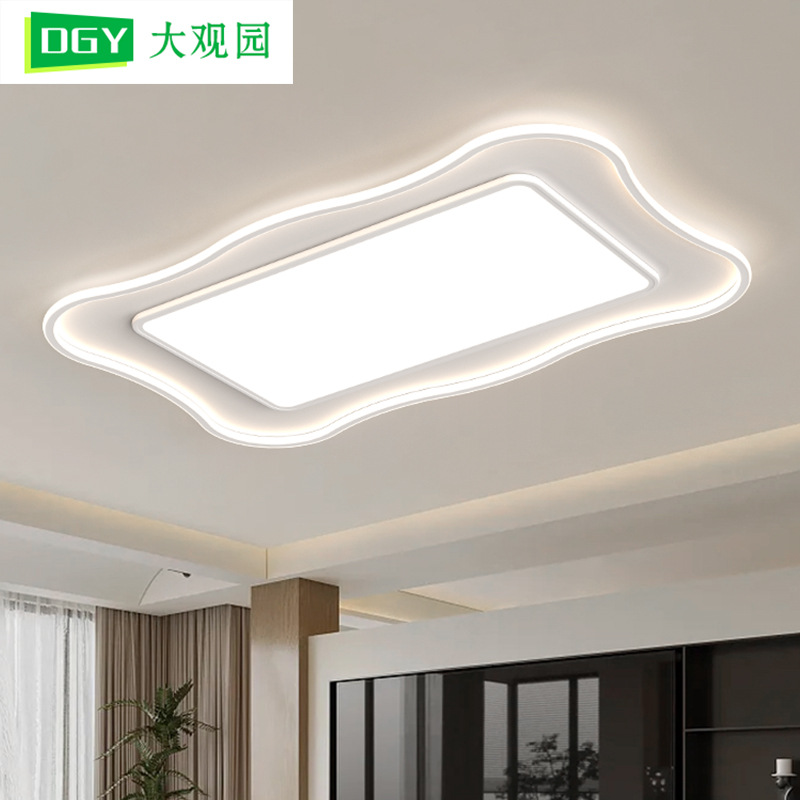 Luz de sala de estar moderna y minimalista 2026 nueva iluminación de techo atmosférica crema de viento ondulado dormitorio lámpara de habitación 440L