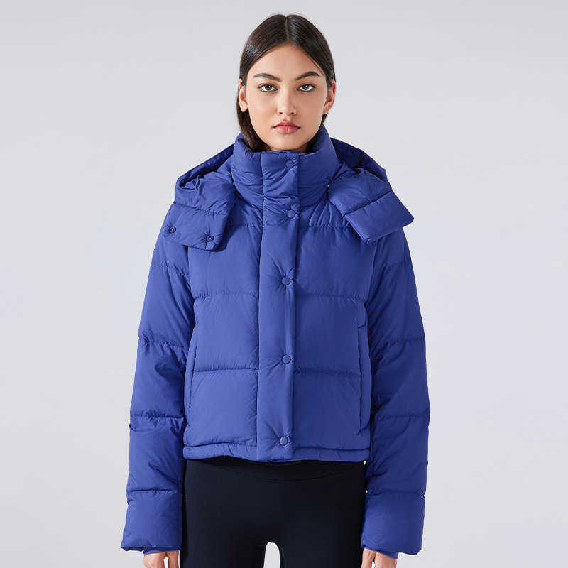 Otoño e invierno 2025 nueva chaqueta de plumón térmica de cuello doble puerta chaqueta de plumón casual femenina con capucha impermeable y resistente al viento