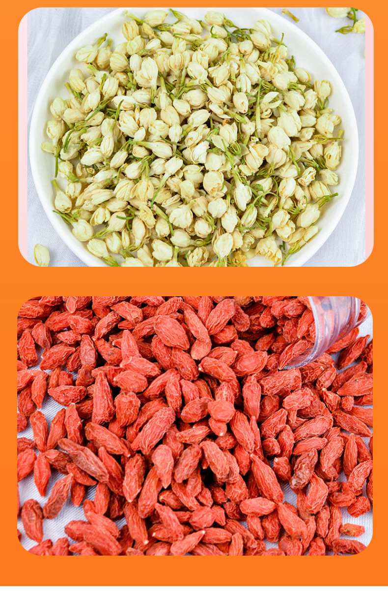 Canned Herbal Flower Tea Blend with Goji Cassia Honeysuckle Burdock Chrysanthemum 200g Bottle in use