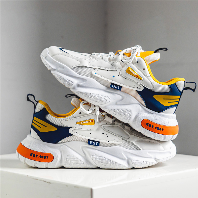 Spring Youth Outwear Mesh Men's Sports Colored Casual Single Student New Thick Sole Small White Shoes_voghion.com