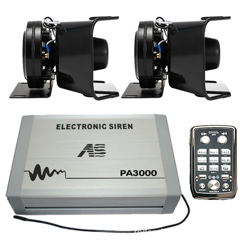 PA3000P5 car-mounted wireless siren and voice amplifier, electronic alarm, high-frequency speaker + black horn