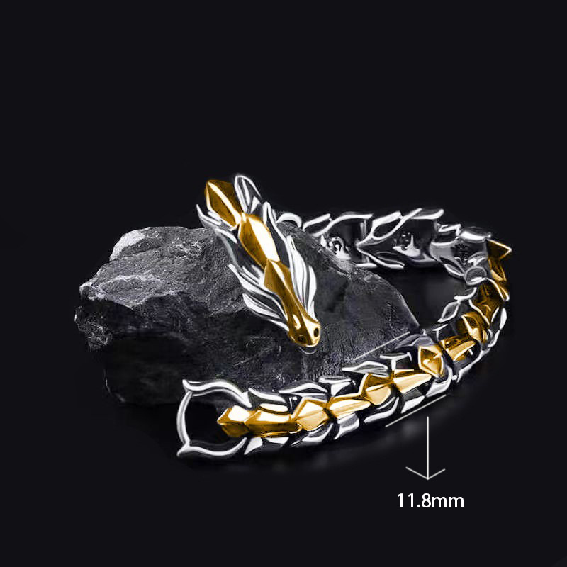 thumbnail image 1 of Pulsera de grifo retro para hombre, pulsera de hip-hop, pulsera de quilla punk, joyería de mano de 11,8mm de ancho y 22cm de largo, 1 of 2
