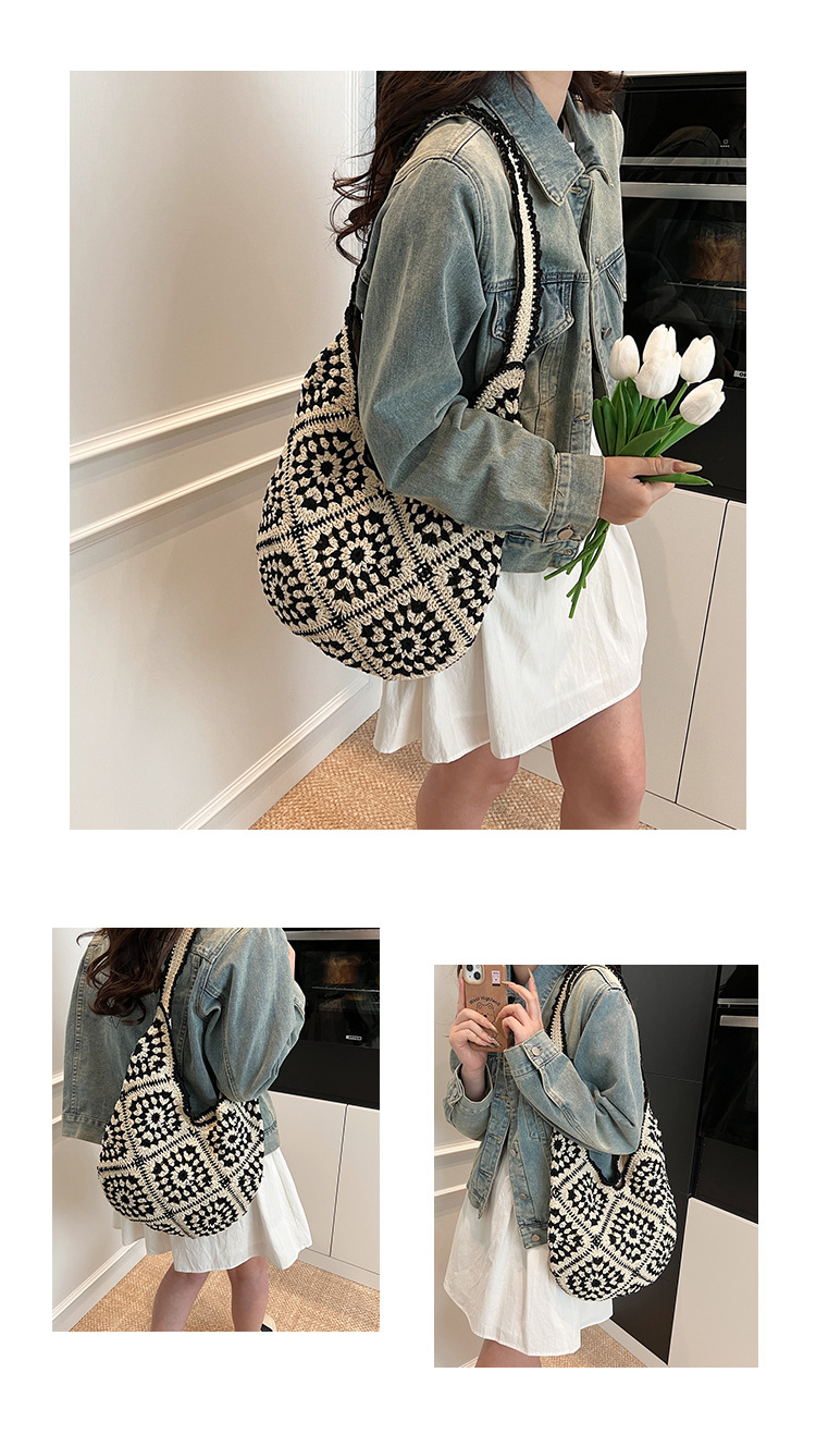 Trendy casual woven bag 2025 New style ins niche artistic straw woven bag Large capacity versatile single-shoulder armpit bag undefined