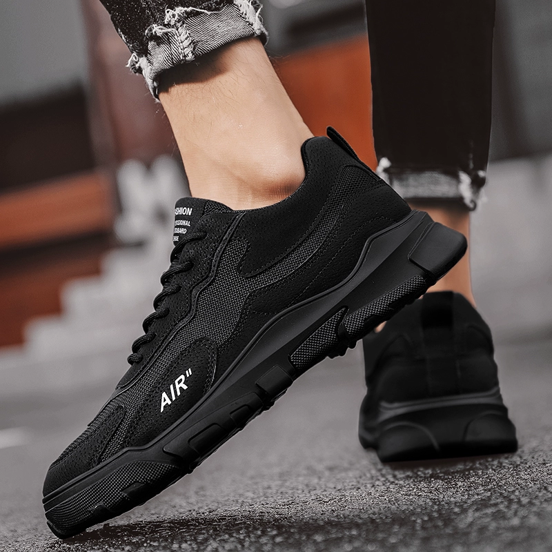 Черная мужская обувь с защитой труда, летняя дышащая и универсальная спортивная сетчатая нескользящая мужская повседневная модная обувь для работы на стройке