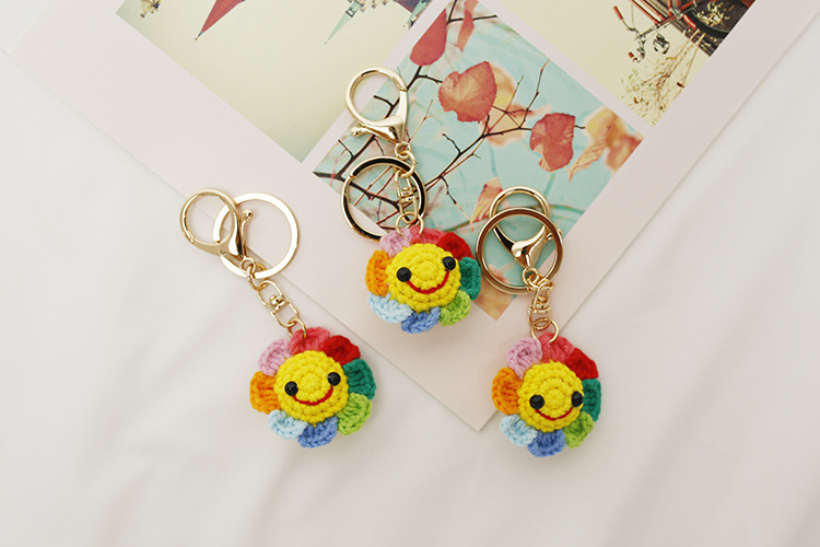 13g Weight 1 Piece Cute Sunflower Yarn Women's Bag Pendant Keychain