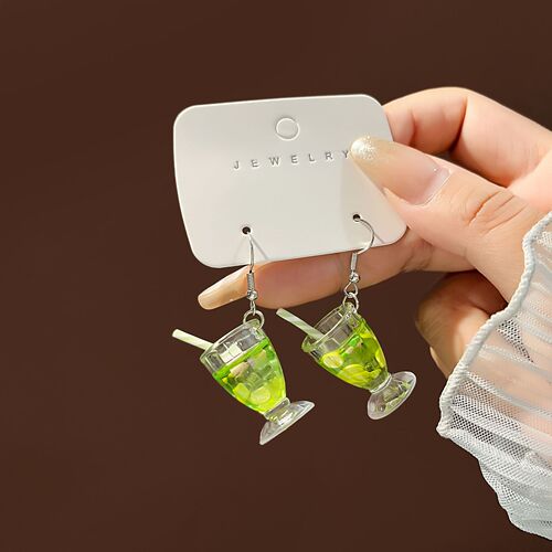 Japanese and Korean cartoon creative handmade milk tea cup beverage bottle earrings ins funny and cute mineral water bottle earrings earrings