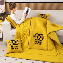 卡通泰迪熊汽车抱枕被子两用二合一办公室午睡枕头毯子车载靠垫