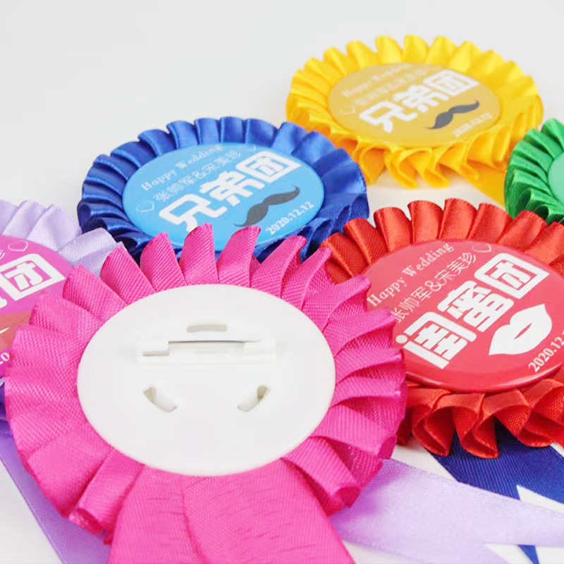 44 58 75MM徽章胸花丝带胸章材料吧唧托配件马口铁空白图胸花耗材