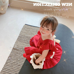 Sweet princess dress summer girl's butterfly knot dress children's dress 3-8 years old children's clothing drop shipping one piece