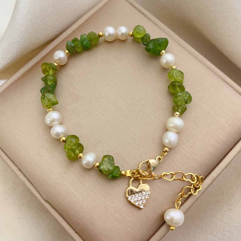 Original Design Heart Shape natural stone Plating Bracelets 1 Piece