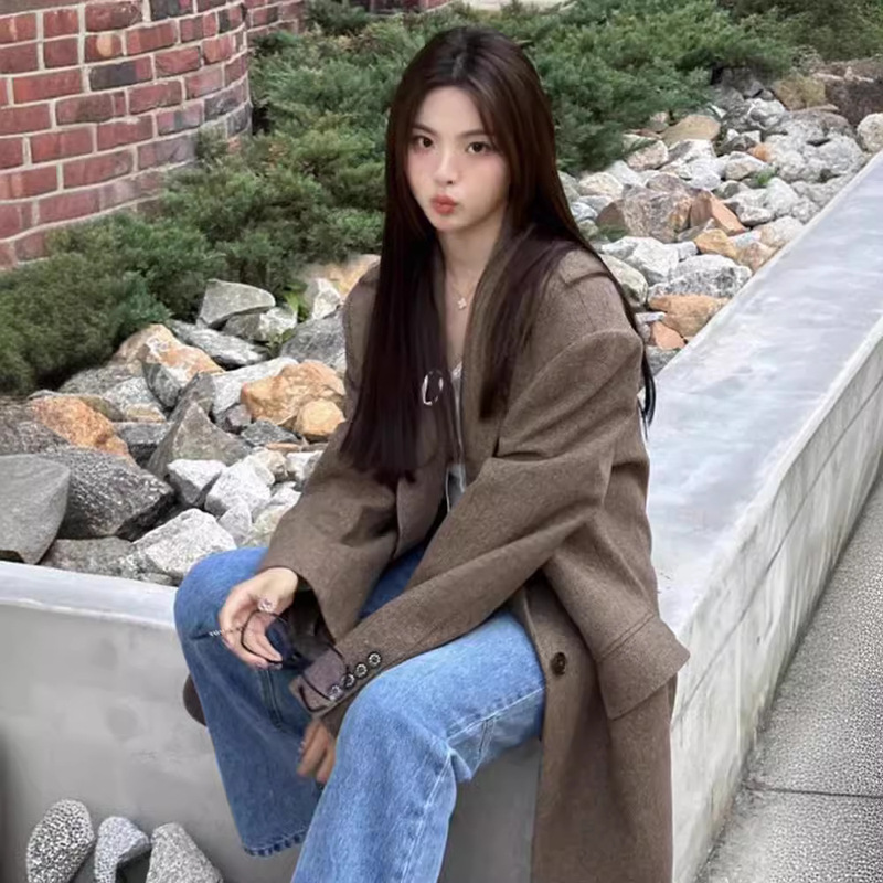 In-Stock Yang Chaoyue Same Style Suit, New Korean Version High-End Wool Coat Blazer for Women, Korean Style Low Classic