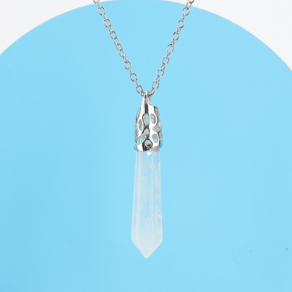 Retro Leaf natural stone Inlay Agate Pendant Necklace 1 Piece