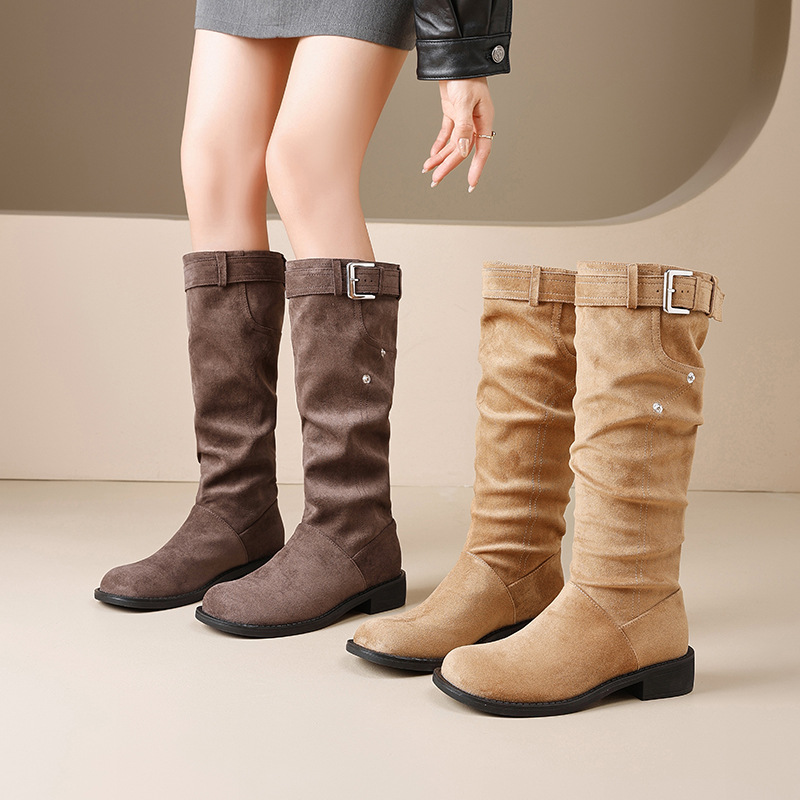 Auge Lion-Deng botas para mujeres 2025 nuevo otoño y invierno con suela gruesa Meirade botas de caballero pequeñas.