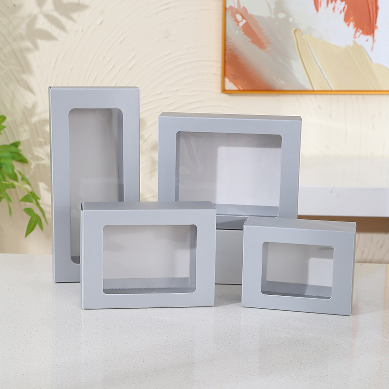 Caja de papel kraft simple de color sólido nuevo medio transparente caja de colección de reliquias culturales regalo de dulces caja de regalo de vacaciones