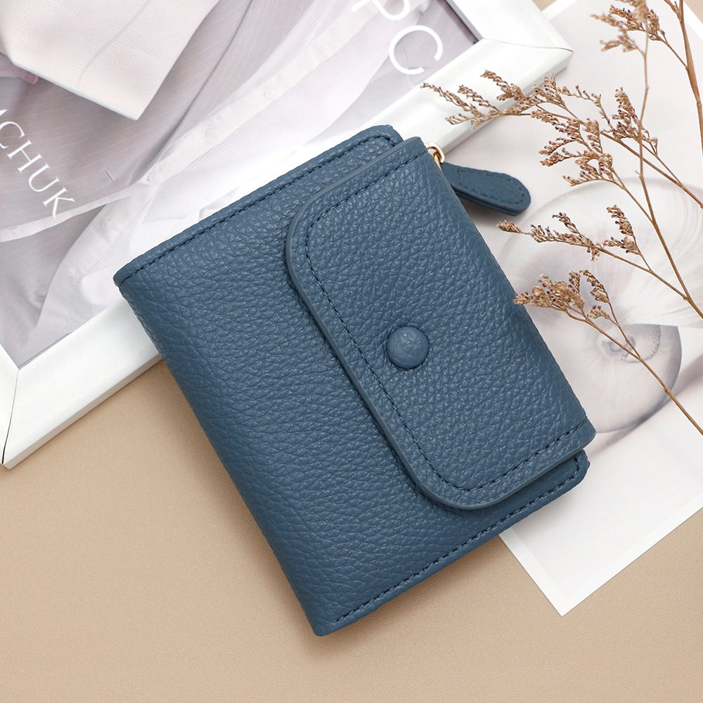 Nuevo cross-border cremallera bolso de cambio nicho creativo multifuncional bolso de tarjetas de moda litchi patrón corto para mujeres