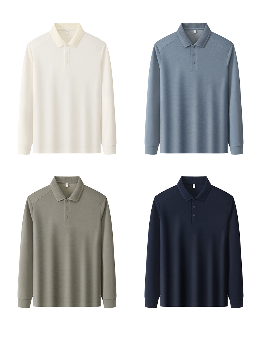 T-shirt de negocios de alta gama, camiseta de publicidad de polo de manga larga, logotipo de impresión personalizado de ropa de trabajo