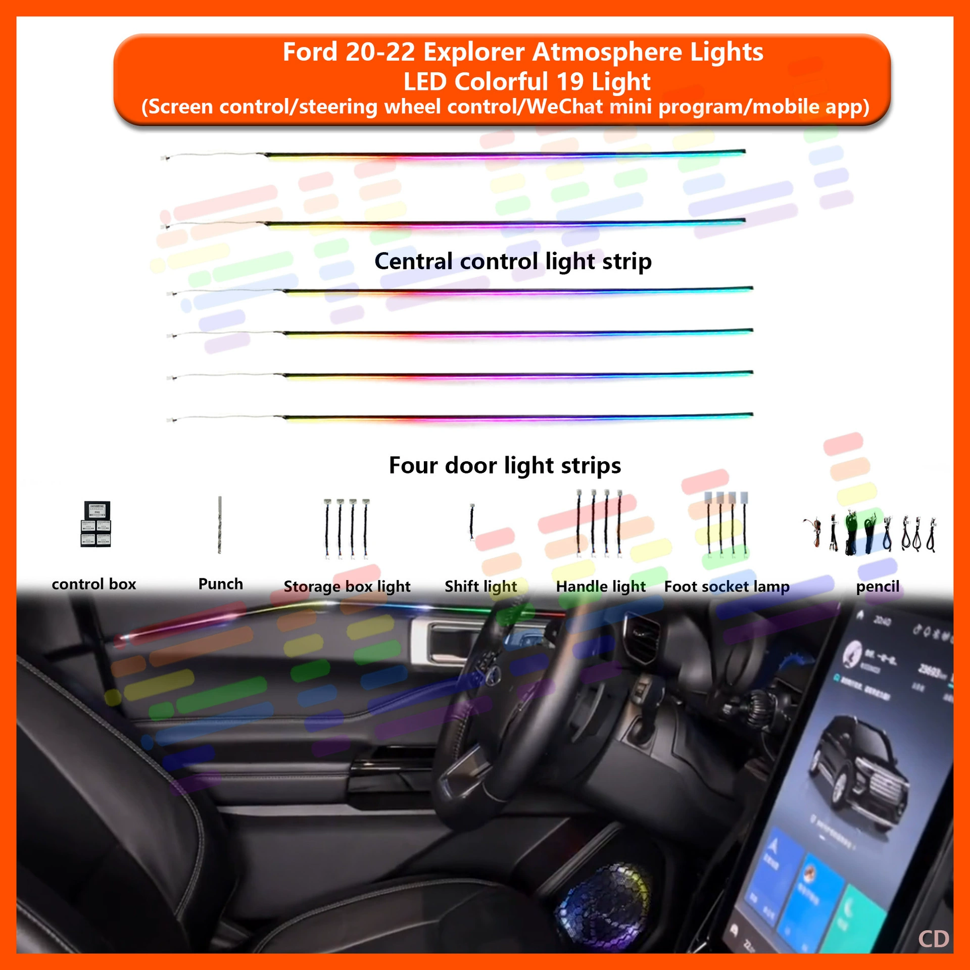 Suitable for Ford 20-22 expected atmosphere lights LED Phantom 19 Lights, 5-inch Phantom Verse Circle
