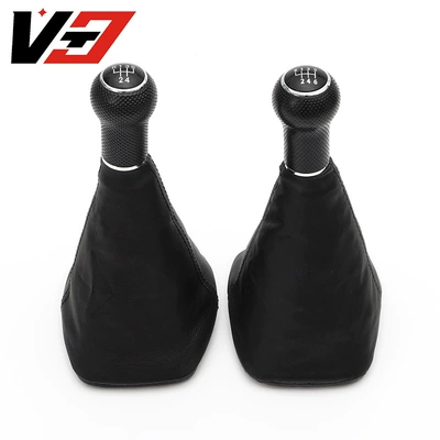 Suitable for Volkswagen Golf 4 Golf 5 Car Gear Head Black Leather Dust Cover Shift Assembly Accessories (Cab and accessories) - black-black-cover-5-speed-12mm