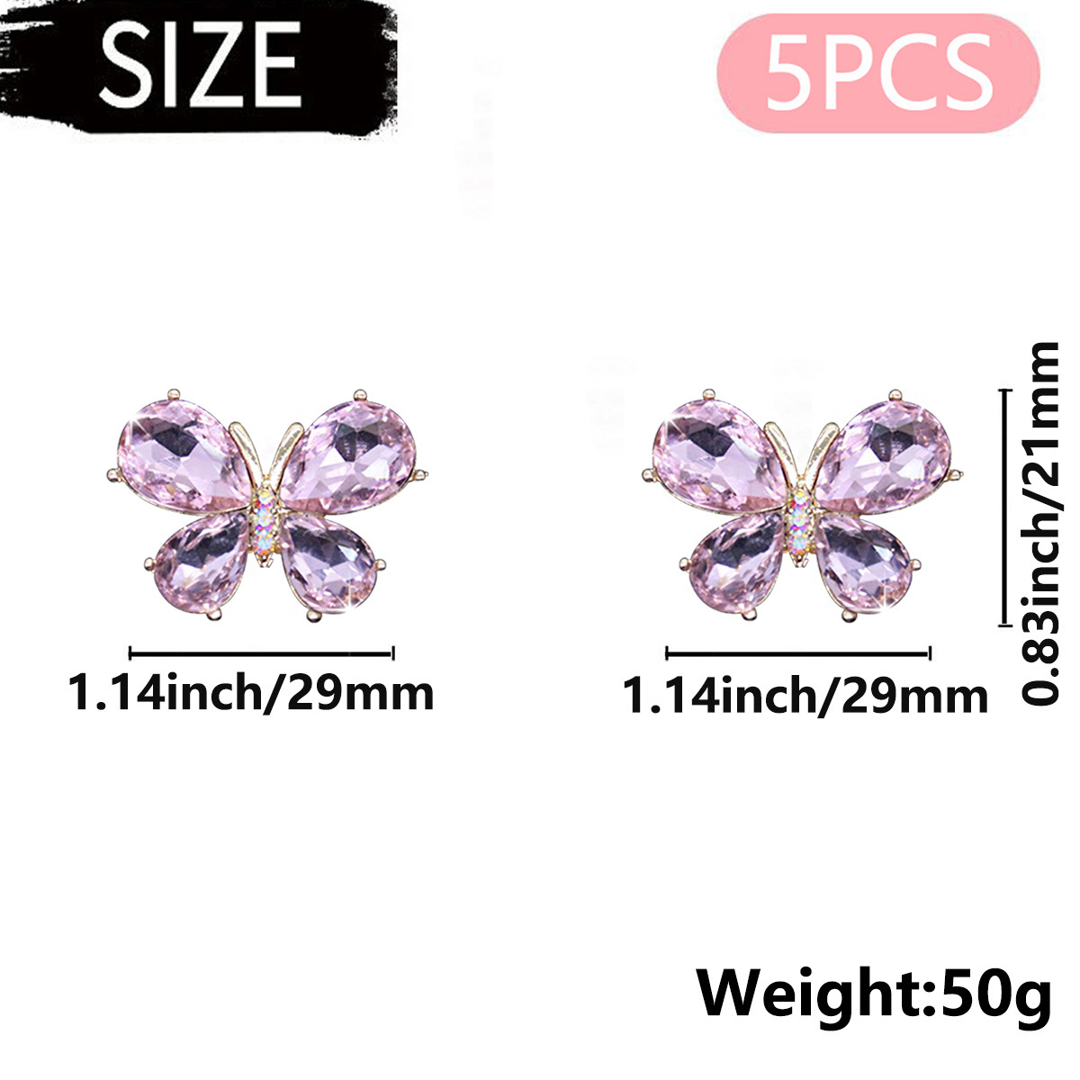 5 pezzi di piccole clip decorative per aria condizionata a forma di farfalla, in cristallo lucido, per bocchette di ventilazione dell'auto e interni_voghion.com