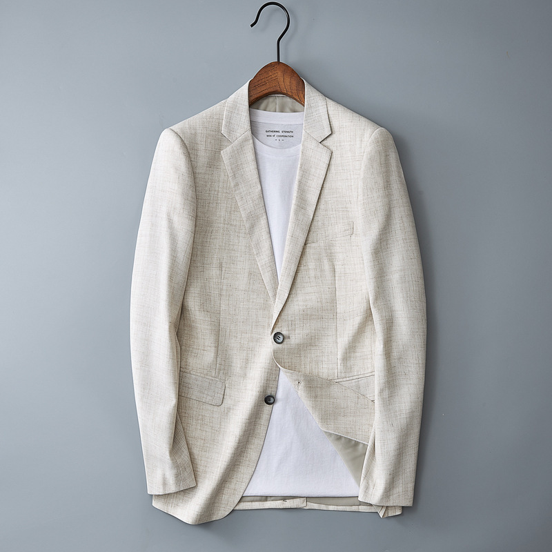New recommend Summer Casual Suit Fashion Faux Hemp Single Suit Jacket Men's Commuter to Work Business Suit