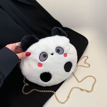 可爱熊猫毛绒包包女2022秋冬新款少女卡通毛毛单肩包斜挎网红小包