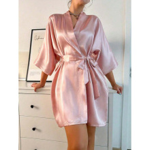 P 59983 Satin Short Robe ɫ������Ů˯�ۿ羳����ͨ