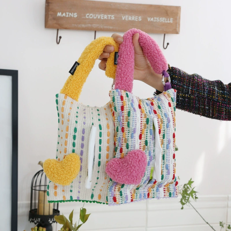 Design love color line paper bag bedroom living room tissue packaging car hanging tissue box factory
