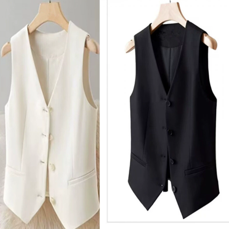 Весенне-осенняя мода, новый жилет без рукавов, универсальный короткий профессиональный жилет 2025, тонкая повседневная куртка на талии