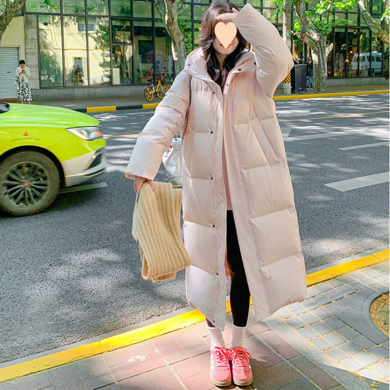 Down jacket, velvet warm jeans with hood, 2024 years, oversize, duck down