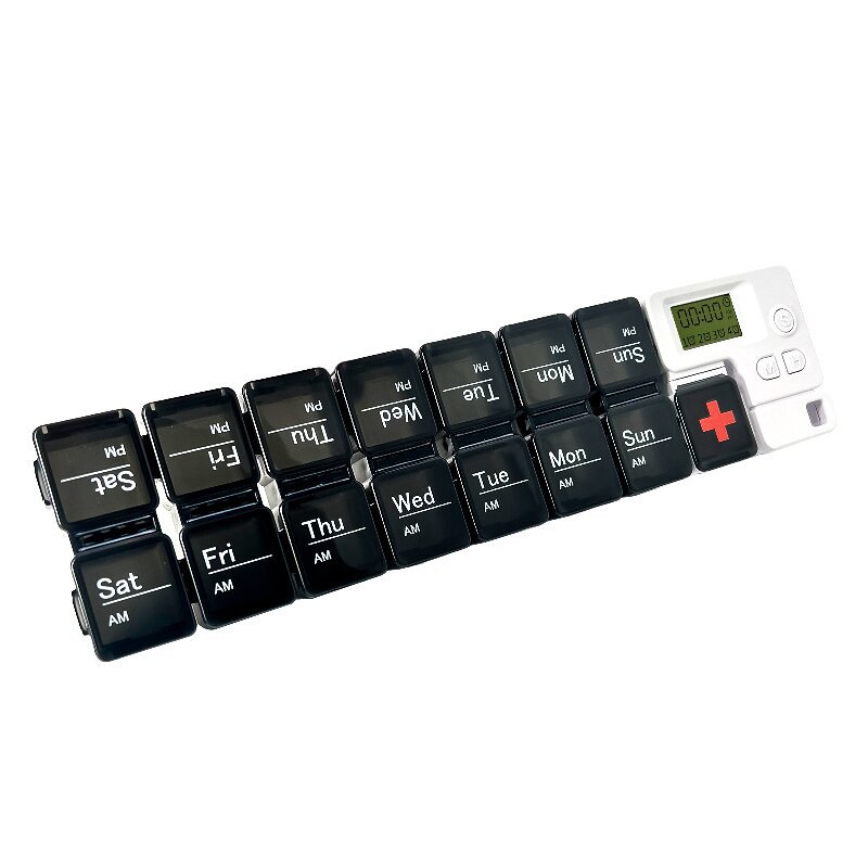Caja de medicamentos de subpaquete de subcuadrícula portátil, recordatorio de sincronización inteligente, caja de medicamentos electrónicos, caja de almacenamiento de píldoras de tabletas de medicamentos