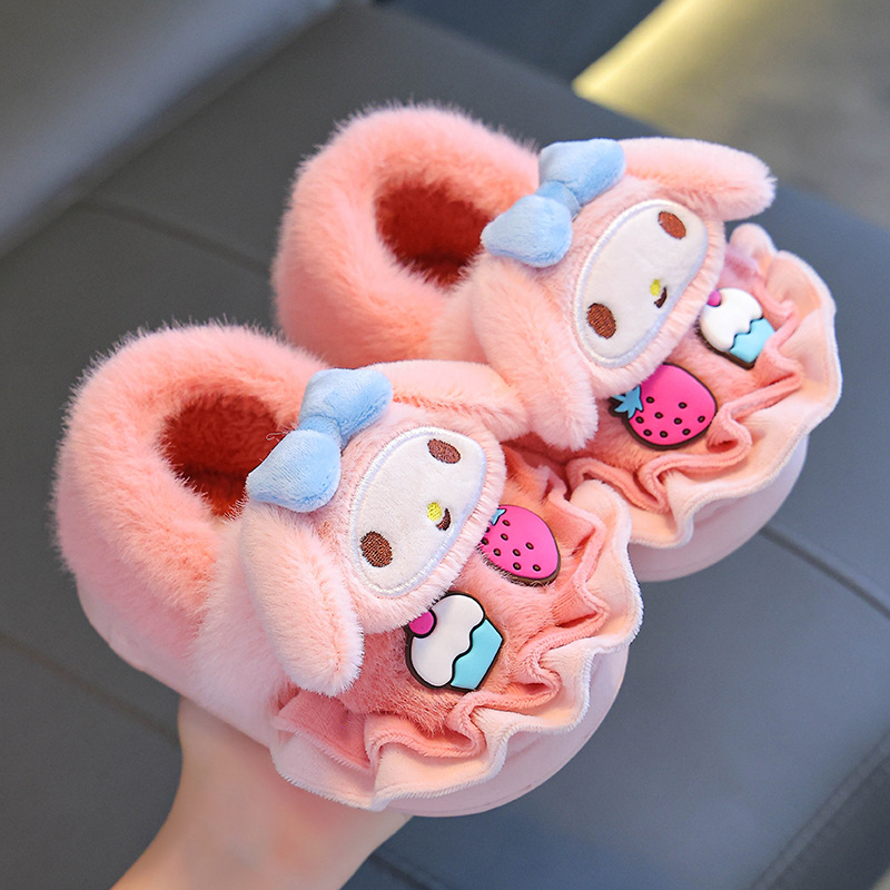 Sanliou zapatillas de algodón de invierno para niños, niñas y niñas, calentamiento y peluche, bolsas de lana para padres e hijos, zapatos de algodón caseros