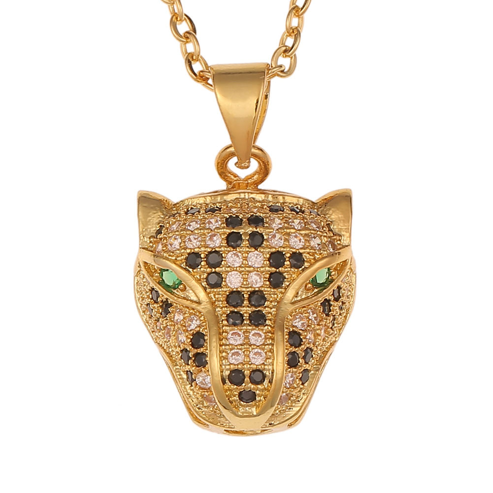 Hongxi Geometric Gold Inlaid Zircon European And American Style New Necklace Pineapple Leopard Hip Hop Pendant Accessories For Women display picture 7