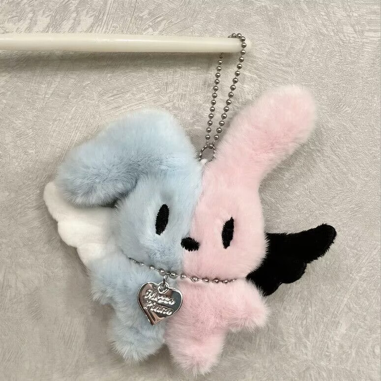 2026 New Color-Block Rabbit Plush Pendant Sweet and Cool Style Bag Ornament Keychain Gift for Girlfriend