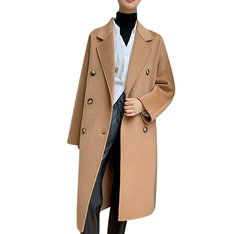 Demi-season woolen suit, двойная лицевая длинная классическая шерстяная пальто, средняя длина