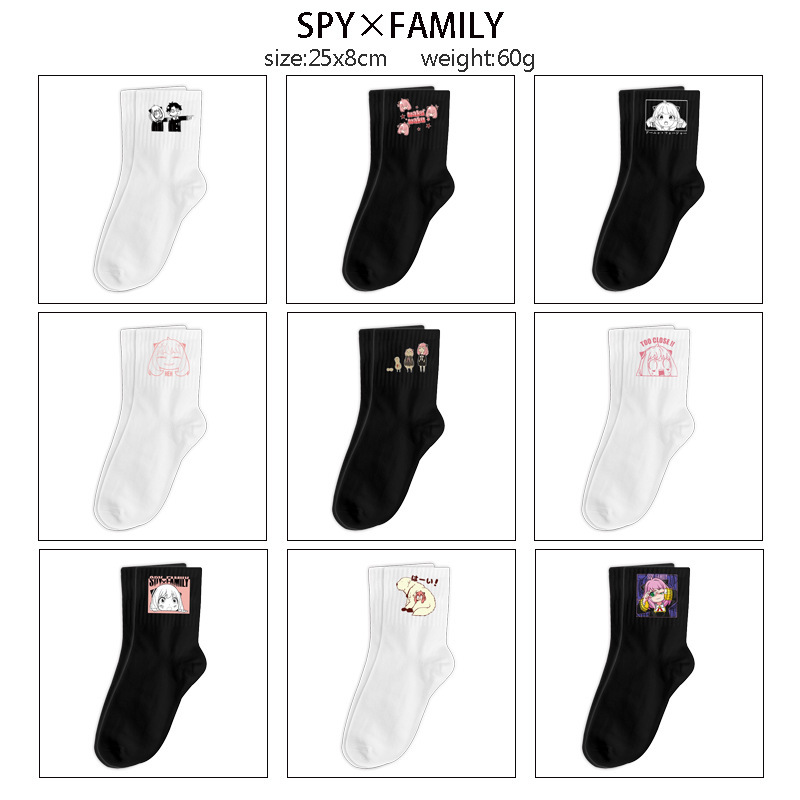 Spy X Family Anime Socks Cartoon Print Long Mid-Calf Cotton Socks Student Sports Cotton Socks Mid-Calf Socks