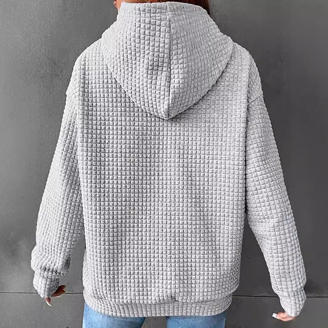 Sudadera de manga larga con capucha tipo gofre para mujer, estilo otoño/invierno, con estampado de Halloween, corte holgado, talla europea._voghion.com