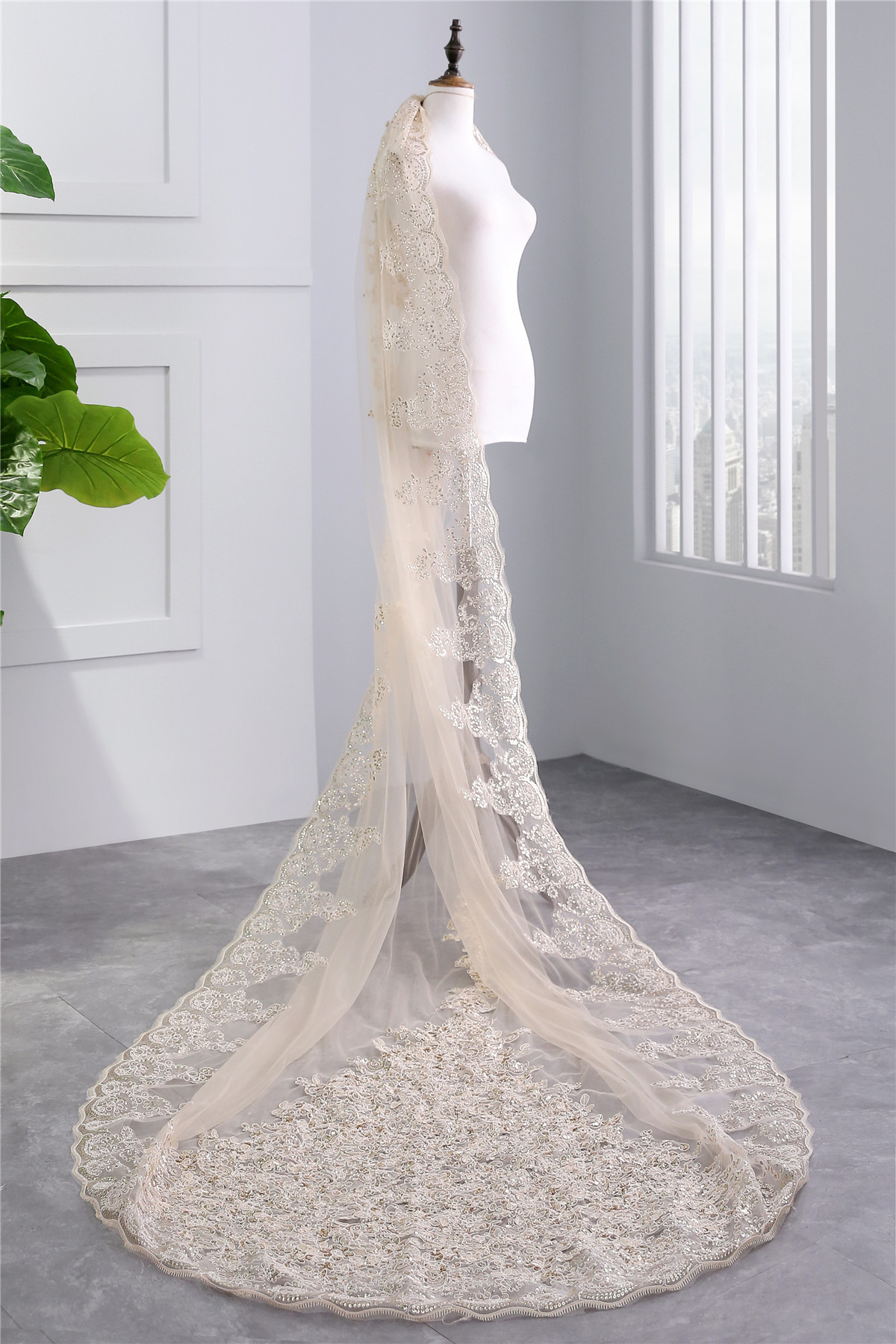 Champagne-Wedding-Veils-3-Mete
