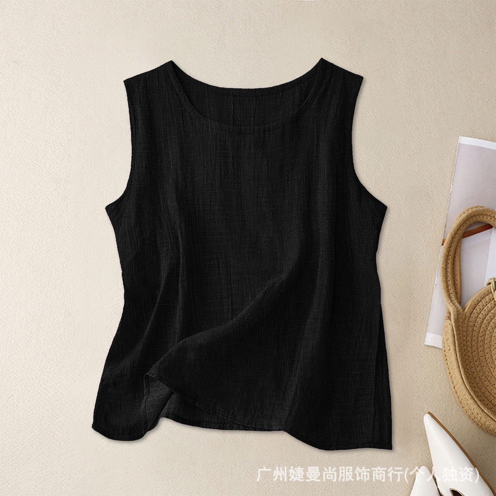 2025 Bamboo Cotton Vest Base Shirt for Women, Summer Loose-Fitting Inner Top, Round Neck, Sleeveless, Commuter Fashion, Versatile