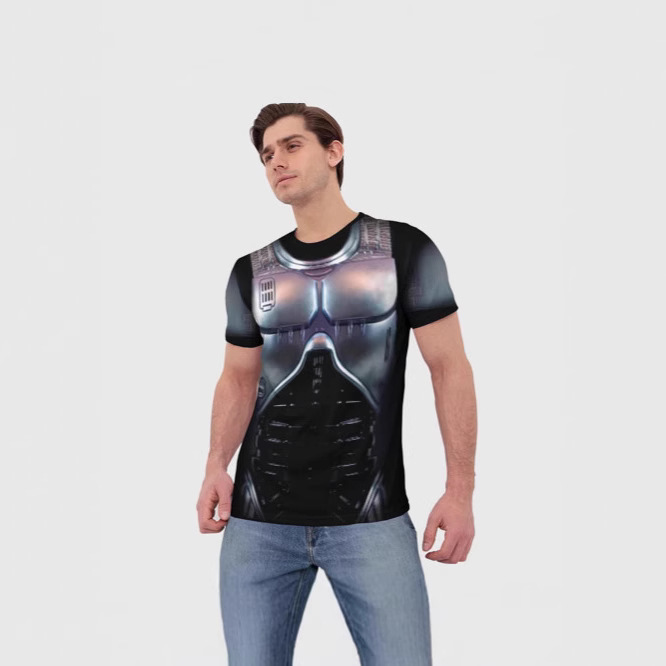 Cross-border Hot Selling Trendy Creative Personality All-match Armor Series 3D Printed Short-sleeved Men's Casual Round Neck T-shirt