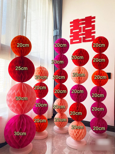 Internet celebrity wedding room layout honeycomb ball column Xiaohongshu same style wedding bedroom new house decoration set wedding supplies