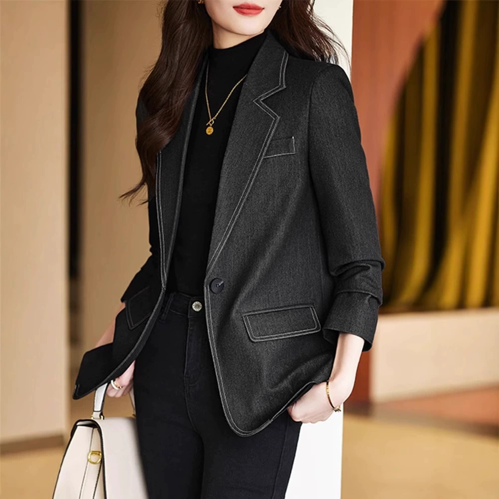 Denim autumn elite classic suit jacket, bright catchy style
