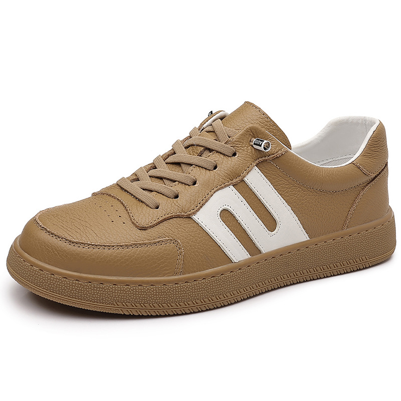 La primera capa de cuero de vaca nuevos zapatos casuales de hombre, cuero transpirable, zapatos de entrenamiento de moda, zapatos de hombre, zapatos de skate de estilo masculino.