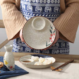 日式釉下彩餐具陶瓷手绘 饺子盘寿司碗盘酒店餐盘点心盘家用摆盘