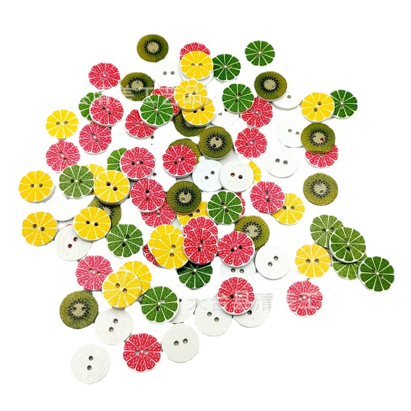 1,5/2/2,5 cm fondo blanco fruta botón redondo fruta vintage redondo pieza de madera botón 100 piezas un paquete