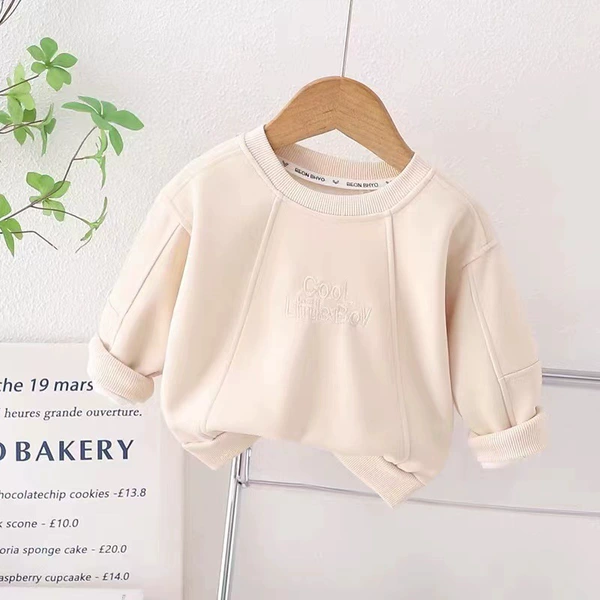 Spliced ​​embroidered letters single piece beige