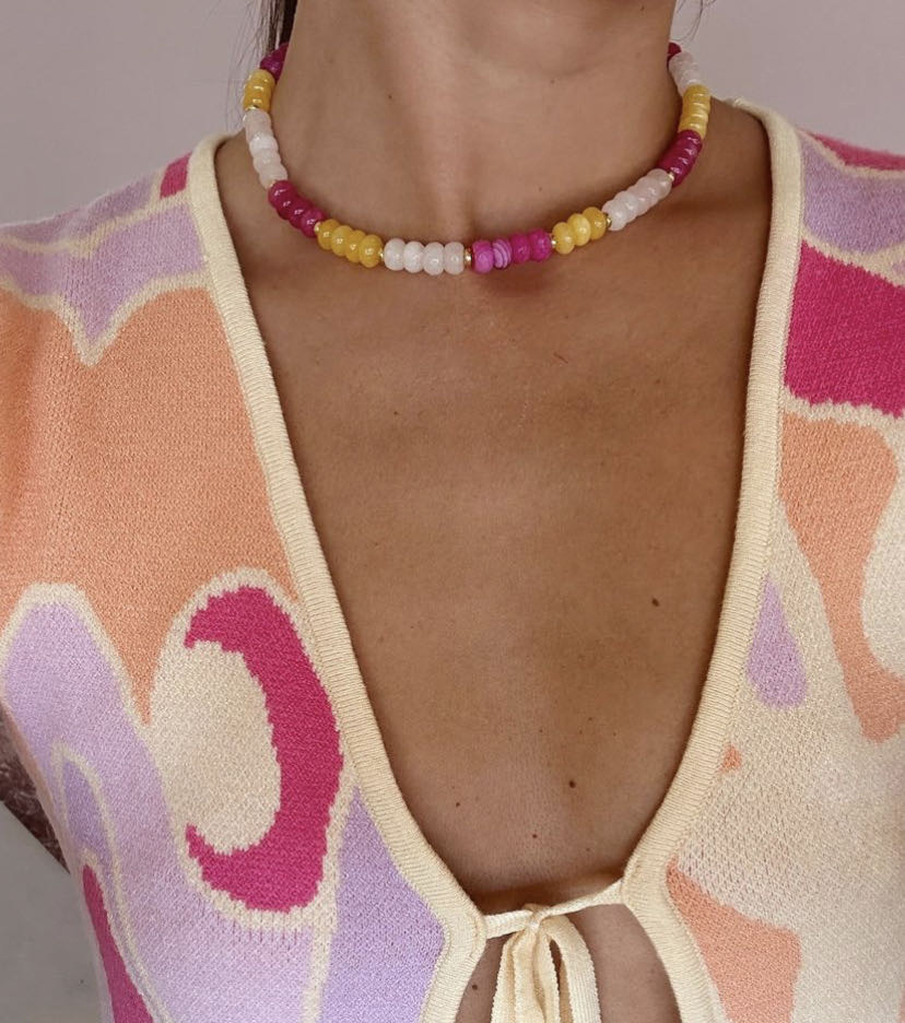 200g Weight Necklace Classification 304 Stainless Steel Chain Material 1 Piece Quantity Casual Occasion natural stone Material Geometric Pattern Women's Gender Sweet Style Beaded Craft 1 Piece Sweet Geometric Natural Stone 304 Stainless Steel Necklace 28