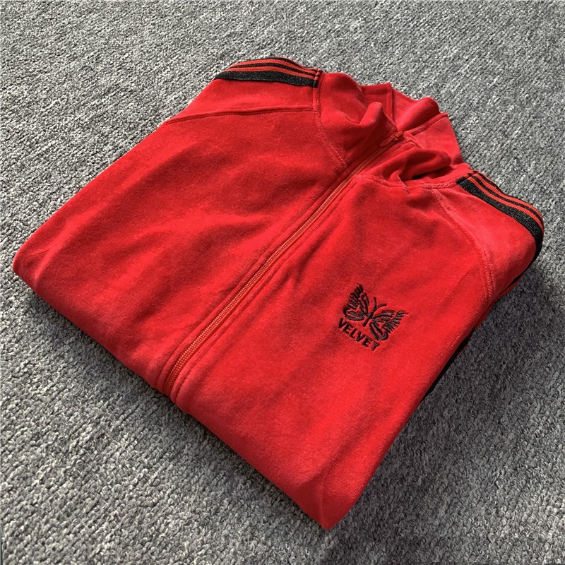 AGUJAS de PISTA de terciopelo bordado de la mariposa Japonés vintage cinta campus estilo de los hombres y las mujeres chaqueta de la chaqueta de deportes